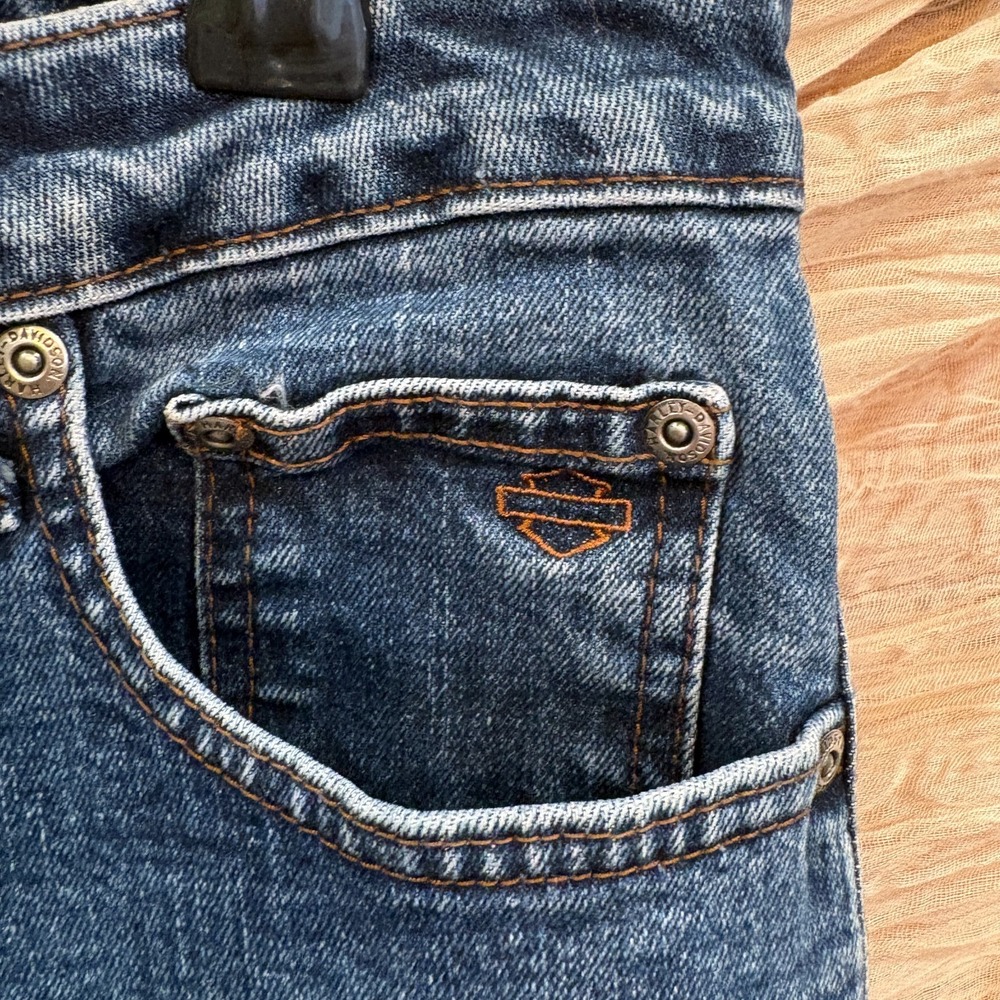 Harley Davidson Bootcut Medium Wash Mid Rise Denim Riding Jeans Womens 12‎ - Picture 4 of 10